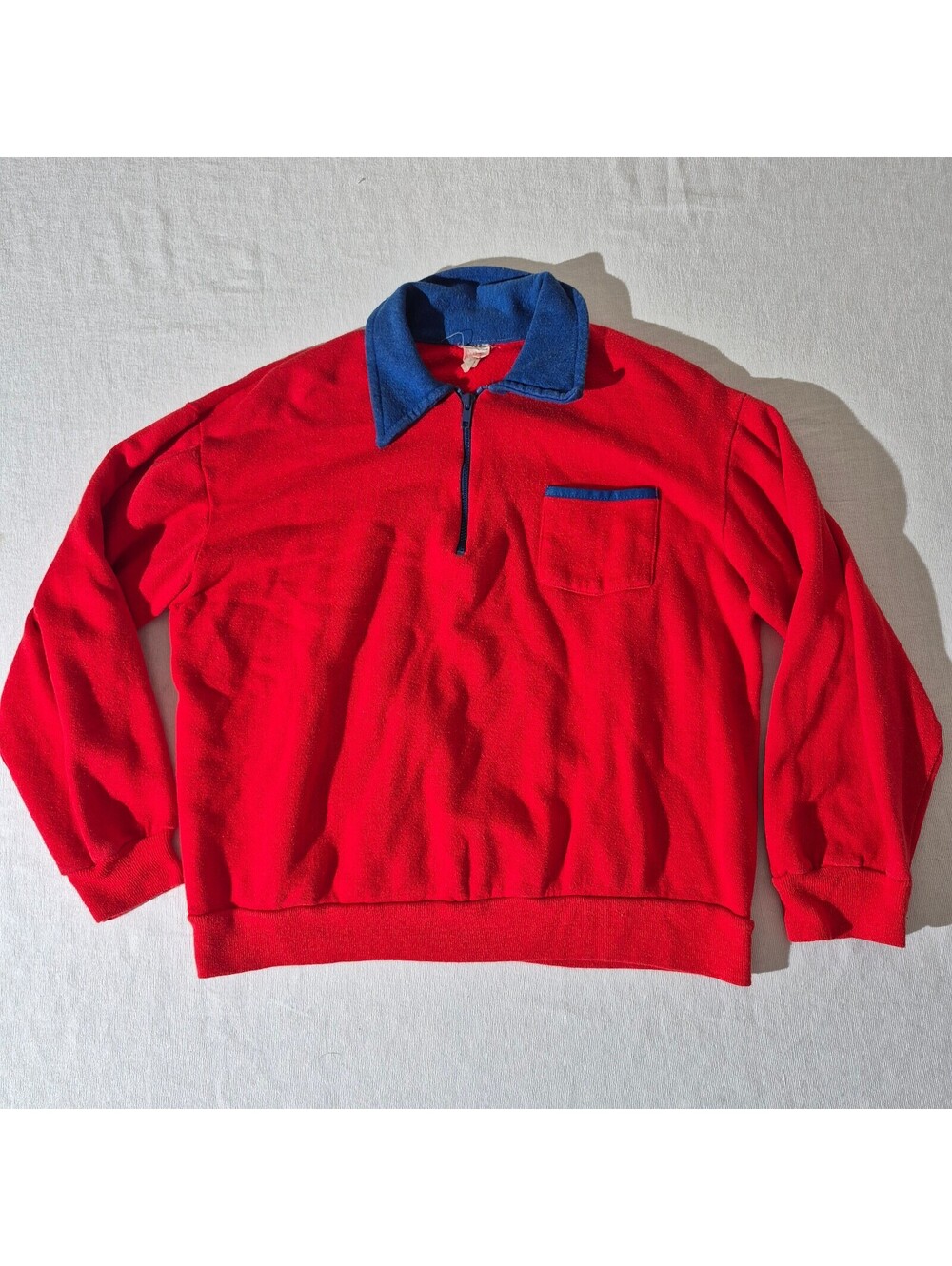 True Vintage 70s MW Sportswear JC Penney Med/Lrg Red quarter zip pullover